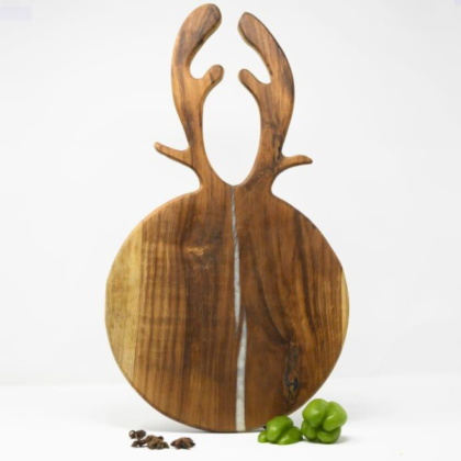 Round Teak Wood Chopping Board with Unique Handle