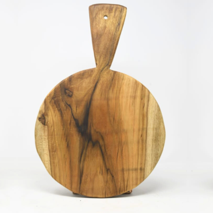 Round Teak Wood Chopping Board with Unique Handle