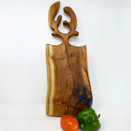 Medium Teak Wood Chopping Board with Antler Handle