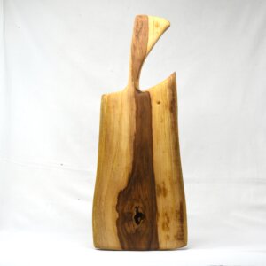 Teakwood Chopping Board with Live Edge Straight Handle