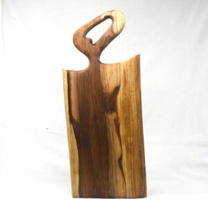 Teakwood Chopping Board with Live Edge Oval Handle